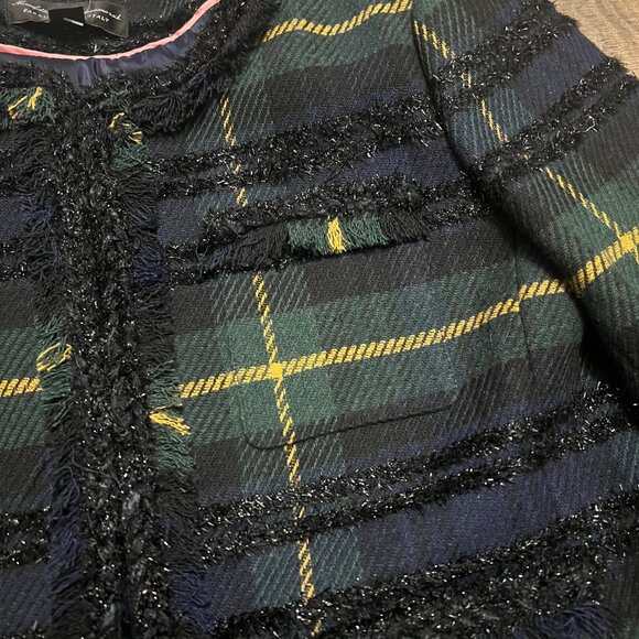 NEW J. Crew Lady Jacket in Lurex Black Watch Plaid Size 2 NWT - Picture 10 of 12